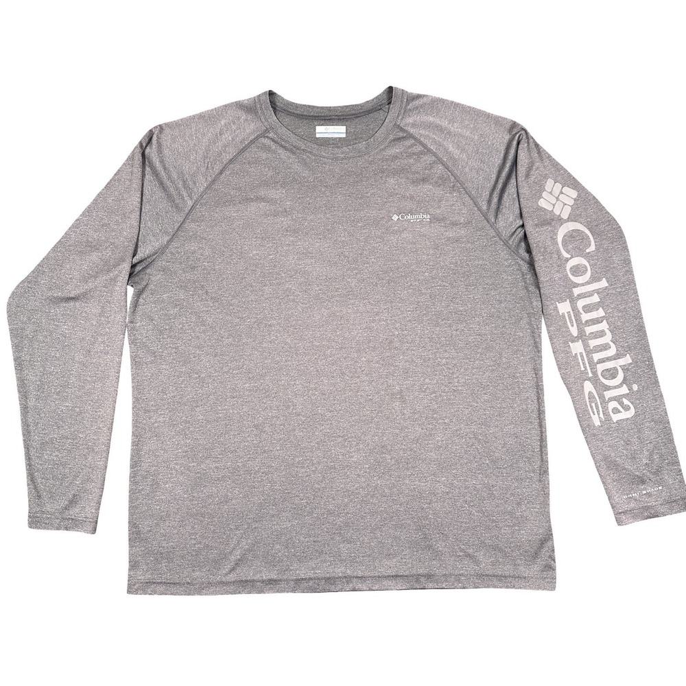 Columbia PFG Gray Omni-Shade Long Sleeve Performance Fishing Shirt Men's XXL